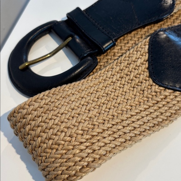 Ralph Lauren Womens tan wide Braided Leather Belt large buckle - Picture 4 of 14